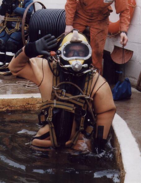 Diver preparing to dive using Surface Supply 
